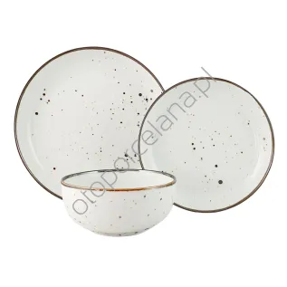 RUSTIC WHITE  komplet talerzy 6 os./18 el. z salaterką - Alumina Bogucice