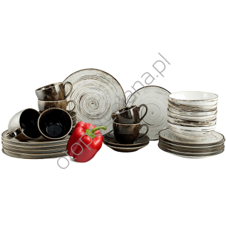 NOSTALGIA WHITE i LOFT DARK i zestaw z filiżanką dla 6 os. 30 el. - Alumina Bogucice