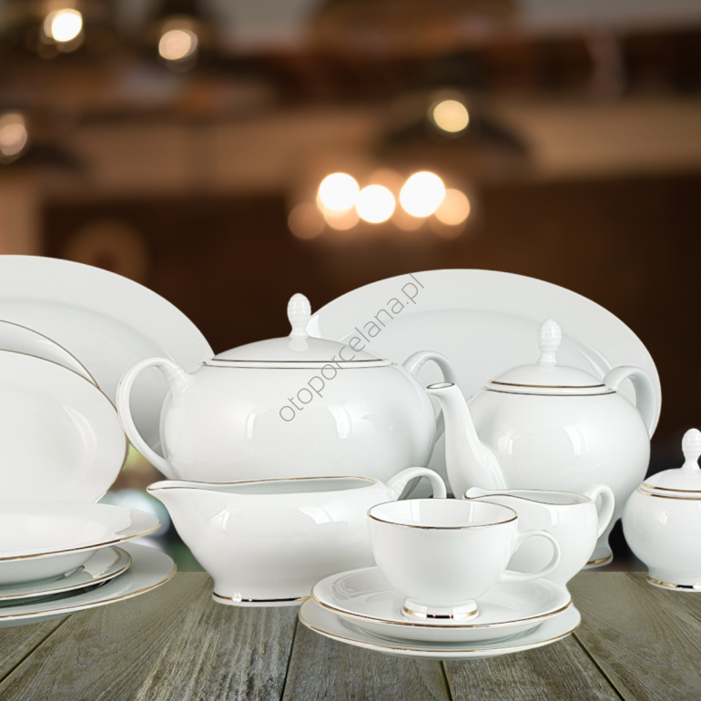 ZŁOTA OBWÓDKA serwis combi obiad i herbata 12 osobowy/ 81 sztuk.