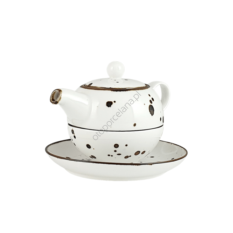 COTTAGE WHITE CZAJNIK Z FILIŻANKĄ - Alumina Bogucice