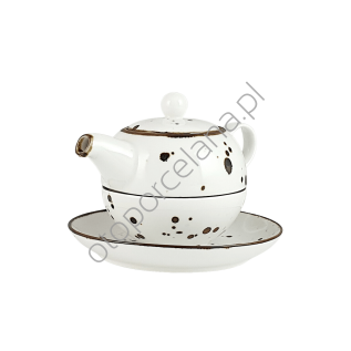 COTTAGE WHITE CZAJNIK Z FILIŻANKĄ - Alumina Bogucice