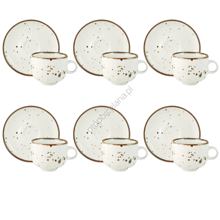 RUSTIC WHITE  zestaw 6 filiżanek ze spodkiem - Alumina Bogucice
