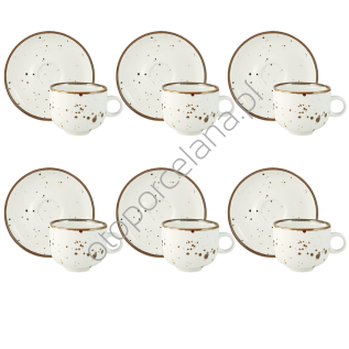 RUSTIC WHITE  zestaw 6 filiżanek ze spodkiem - Alumina Bogucice