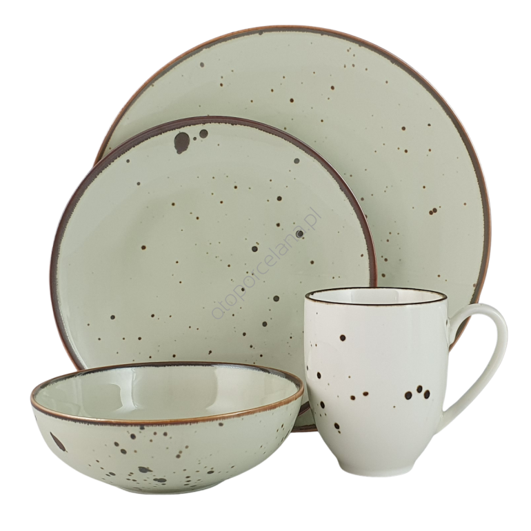 COTTAGE GREEN TEA, CREAM kubek zestaw 6 os. 24 szt. - Alumina Bogucice