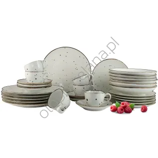 COTTAGE WHITE komplet talerza z filiżanką 200 ml 6 os. 30 el.- Alumina Bogucice