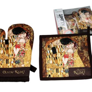 G. KLIMT kpl. łapka i rękawica kuchenna, POCAŁUNEK