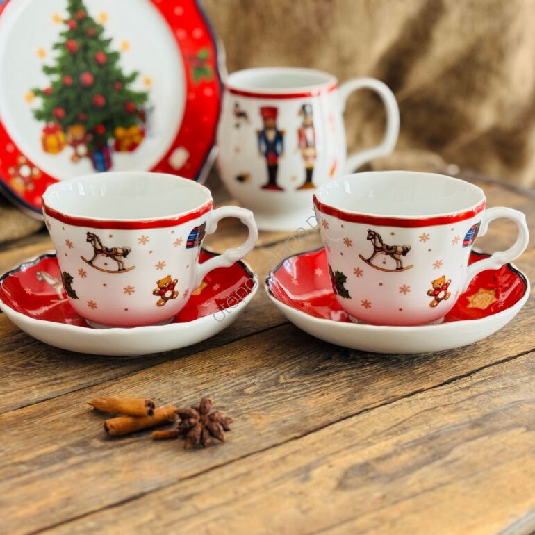 CICHA NOC new zestaw 2 filiżanek ze spodkiem 250 ml red