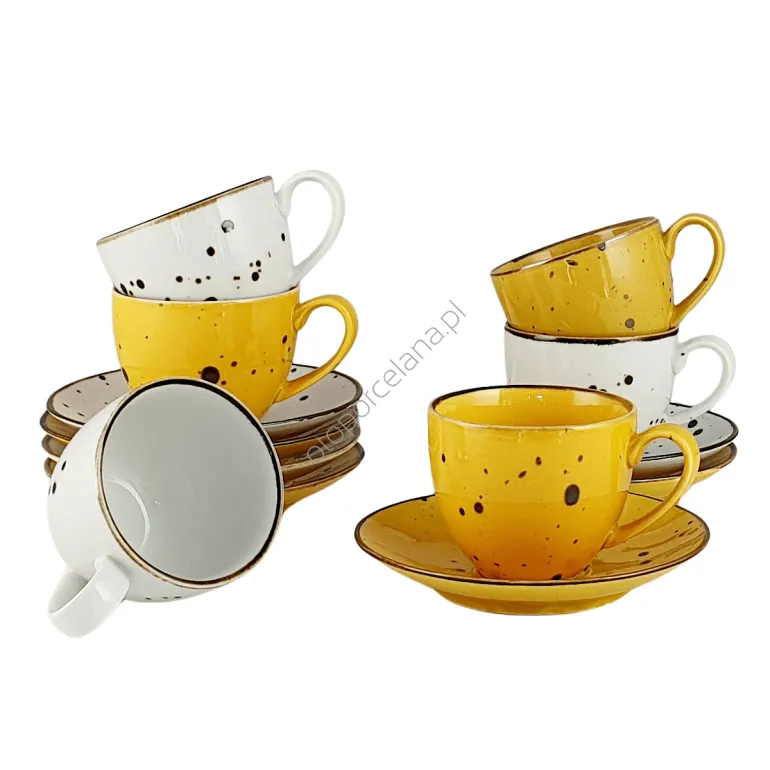 COTTAGE YELLOW i WHITE zestaw 6 filiżanek - Alumina Bogucice