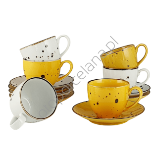 COTTAGE YELLOW i WHITE zestaw 6 filiżanek - Alumina Bogucice