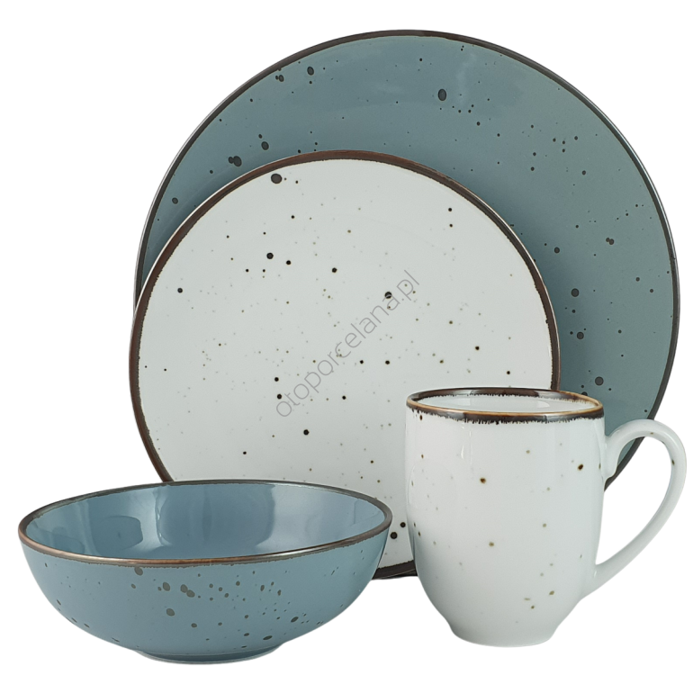 COTTAGE JEANS, WHITE kubek, deser zestaw 6 os. 24 szt. - Alumina Bogucice