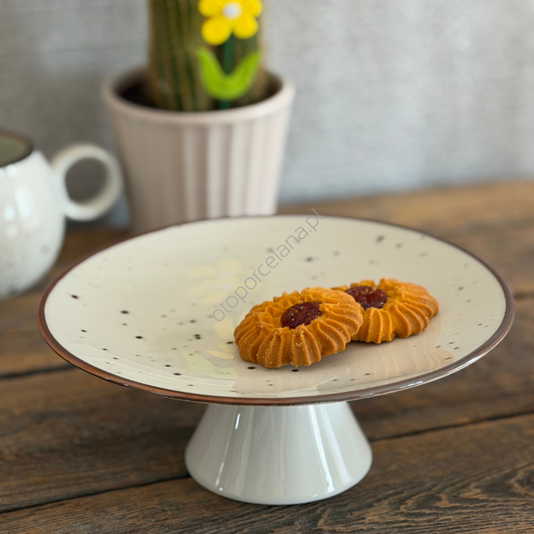 COTTAGE CREAM patera na nóżce 21,5 cm - Alumina Bogucice