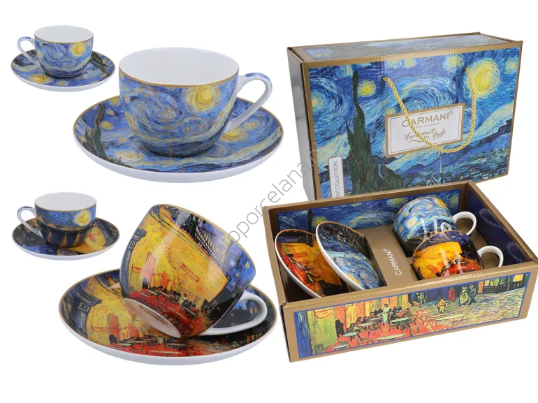 V. VAN GOGH kpl. 2 filiżanek ze spodkami, TARAS KAWIARNI NOCĄ 250 ml