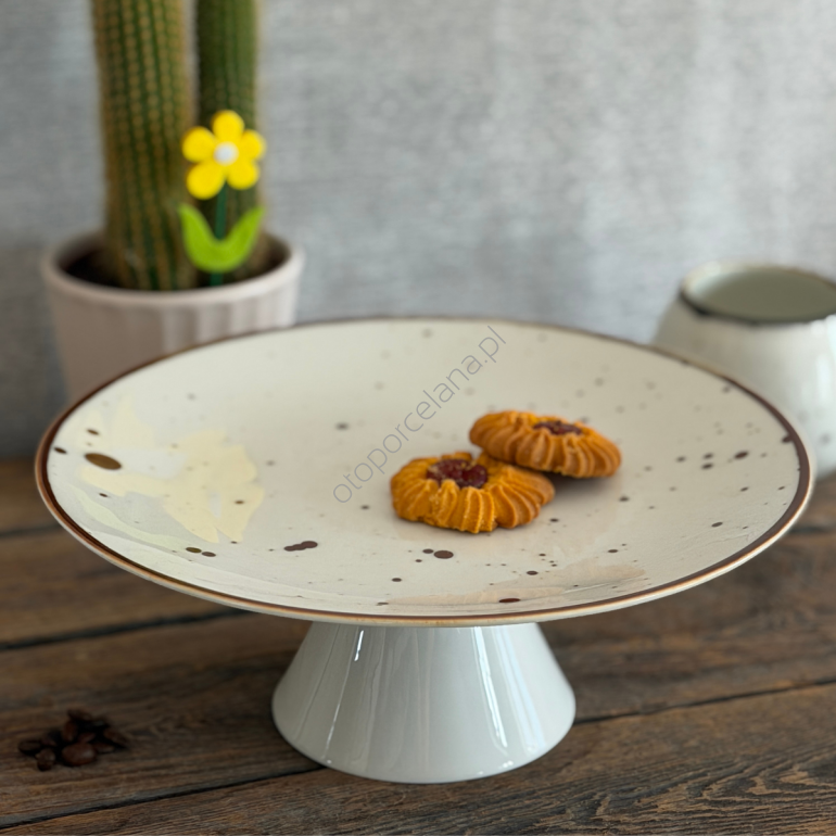 COTTAGE CREAM patera na nóżce 27,5 cm - Alumina Bogucice