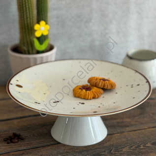 COTTAGE CREAM patera na nóżce 27,5 cm - Alumina Bogucice